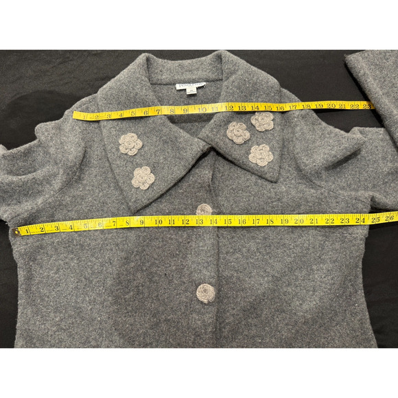 Vtg Pendleton Wool Front Snap Collar Jacket Women's Sz 2X Gray Floral Applique - Picture 9 of 12